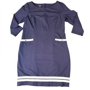 Talbots Navy Shift Dress 12 | 3/4 Sleeve Nautical Classic Work Dress